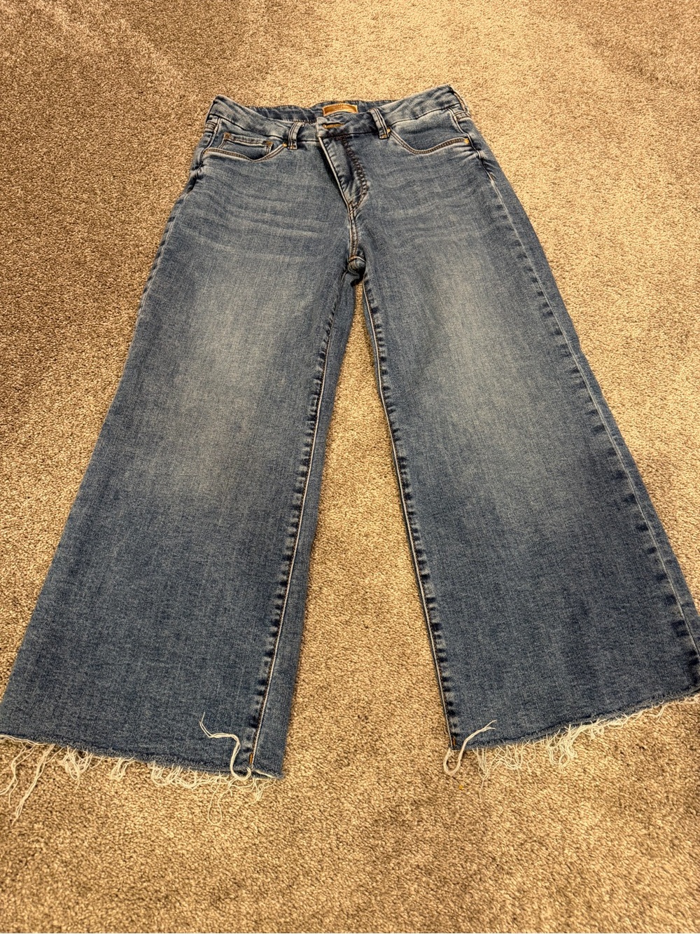 KUT FROM THE KLOTH wide Leg Frayed Hem Women's Jeans - Blue SZ 6P